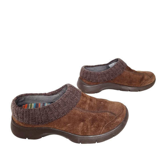 Dansko Women SZ 38/7.5 Eartha Brown Suede Slip-On Comfort Mules Clogs Shoes - Picture 2 of 15